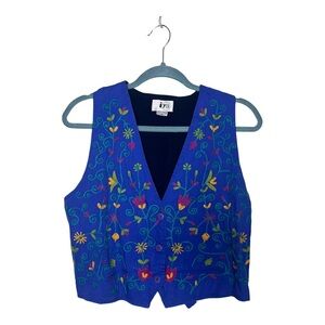 Needlepoint Floral Vintage Vest - Large Grandmacore